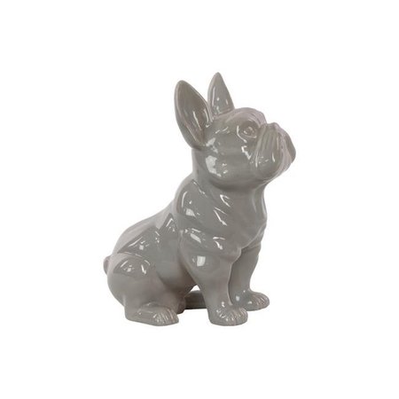URBAN TRENDS COLLECTION Urban Trends Collection 38486 Ceramic Sitting French Bulldog Figurine with Pricked Ears - Gloss Grey 38486